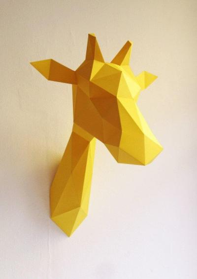 becolor-paper-girafe-trophee-en-papier-assemb-400 for Be Color